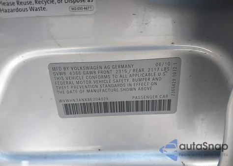 2011 Volkswagen Cc Lux Plus из США, поврежденный, VIN WVWHN7ANXBE704025